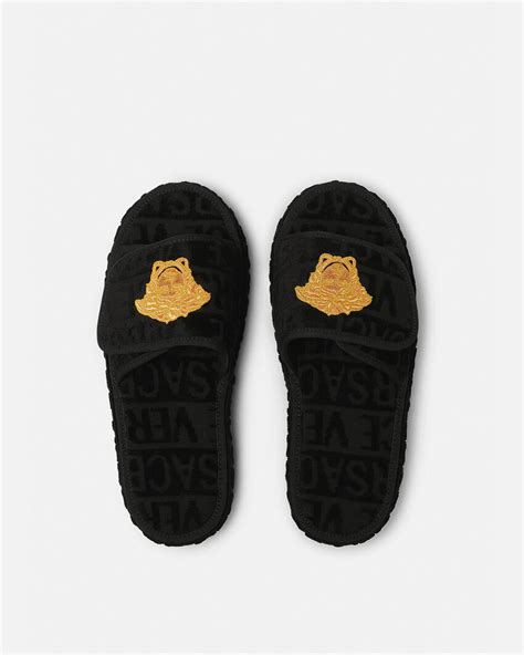 versace sipper|Versace black label slippers.